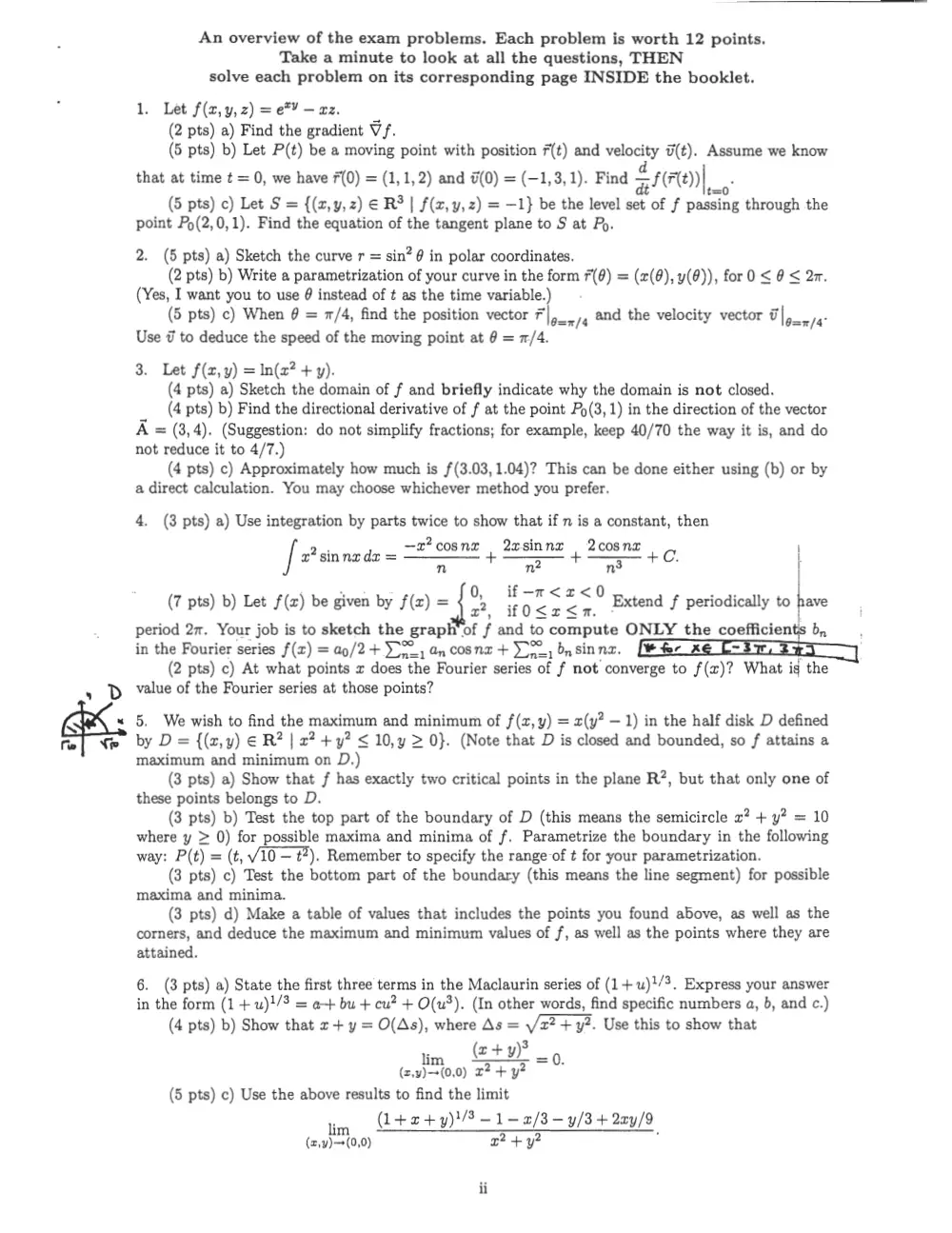 MATH 201 Exam 2 With Solution, Fall 2008, page 2