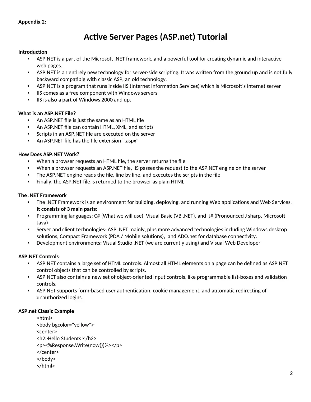 EECE 433 Notes Asp.net Tutorial, Spring 2012, page 2