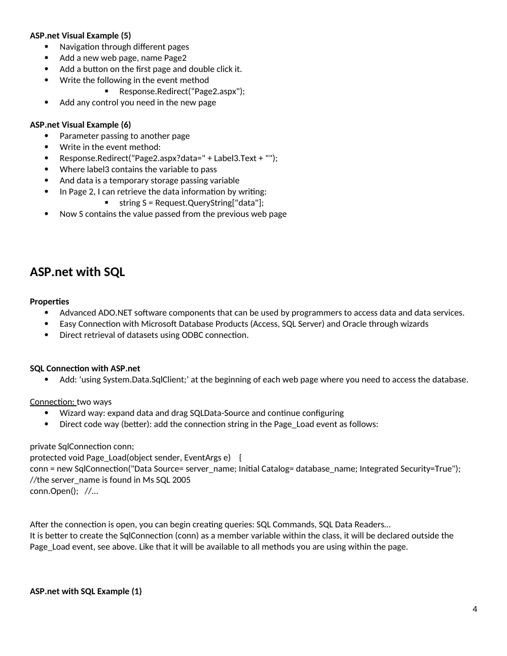 EECE 433 Notes Asp.net Tutorial, Spring 2012, page 4