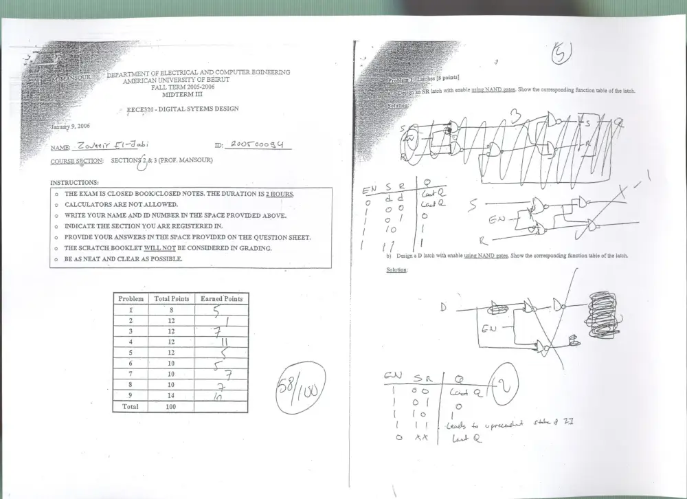 EECE 320 Final with Solution, Fall 2005, page 1