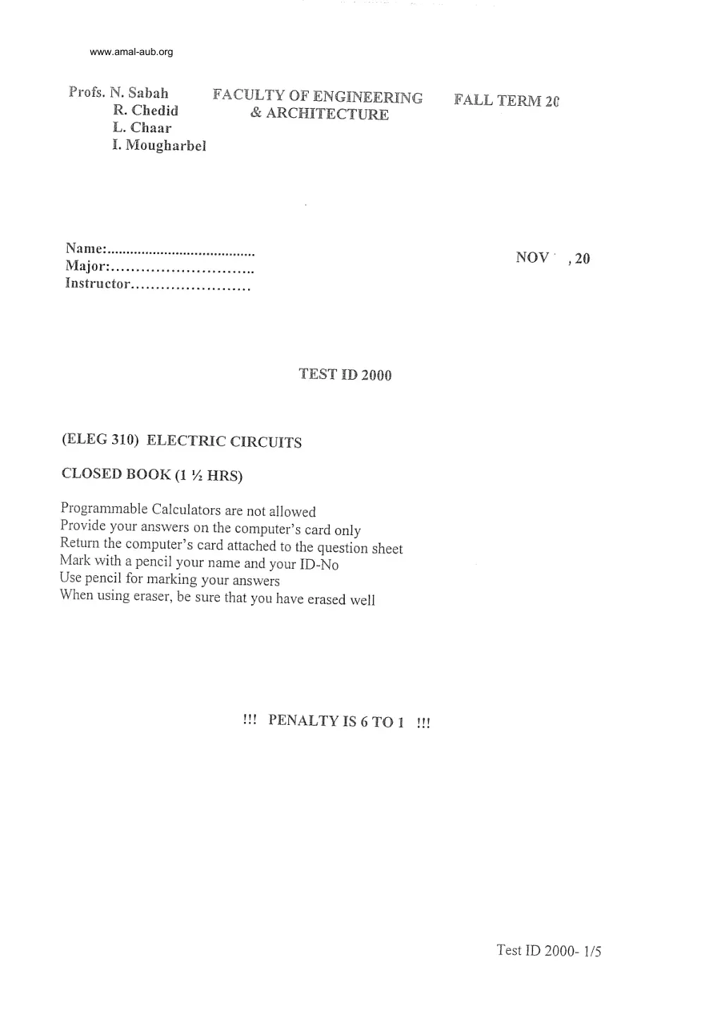 EECE 210 Exam 2, Fall 2000, page 2