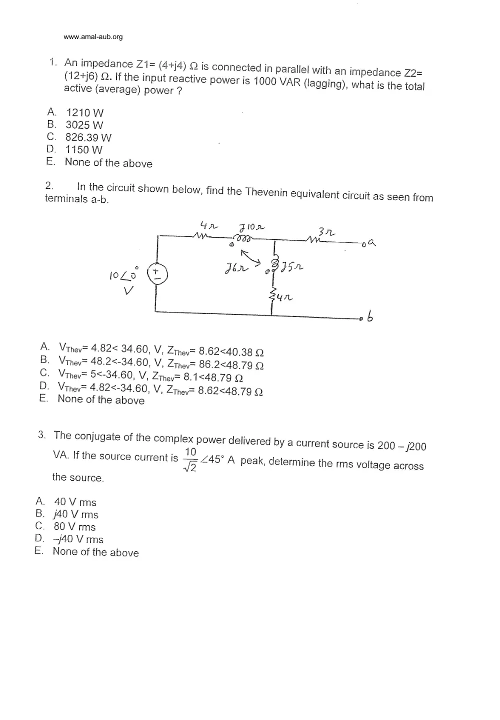 EECE 210 Exam 2, Fall 2000, page 3