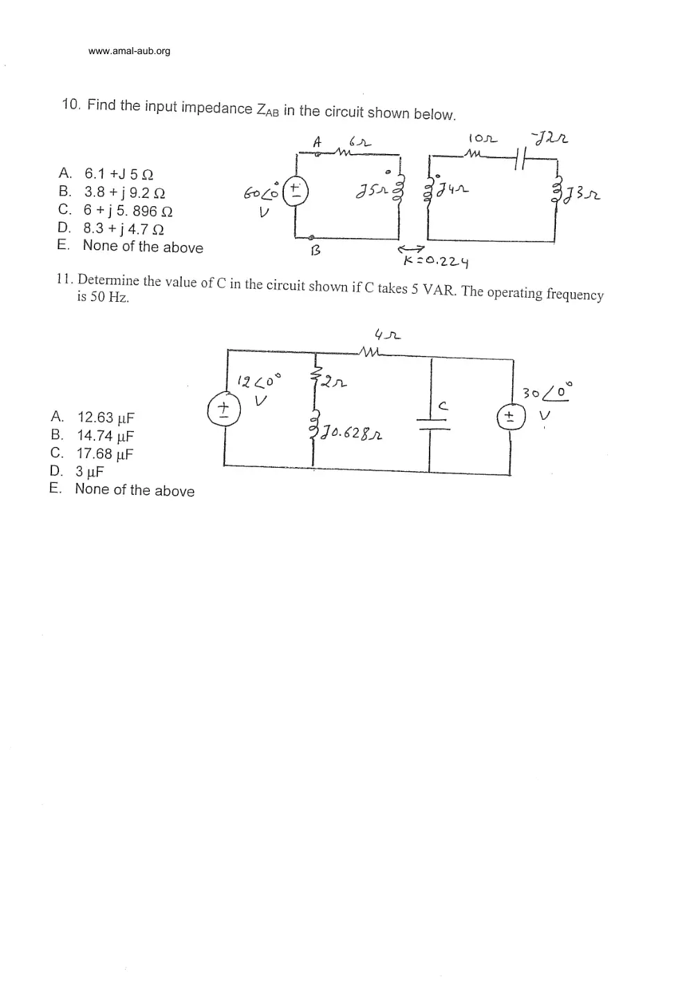 EECE 210 Exam 2, Fall 2000, page 6