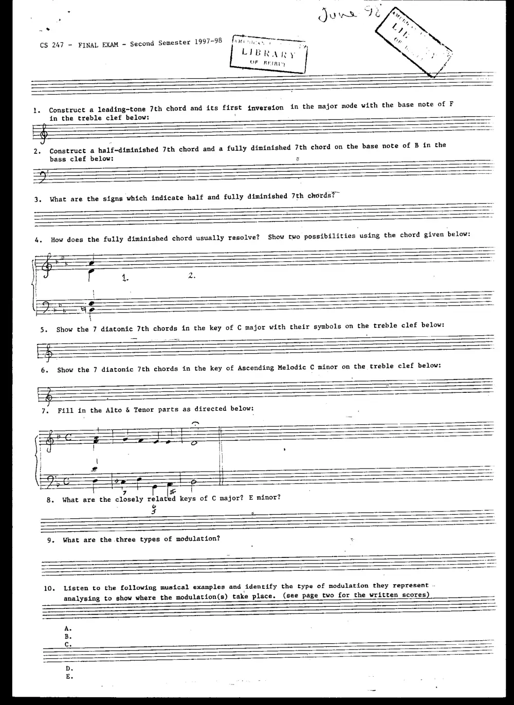 CVSP 247 Final, Spring 1998, page 1