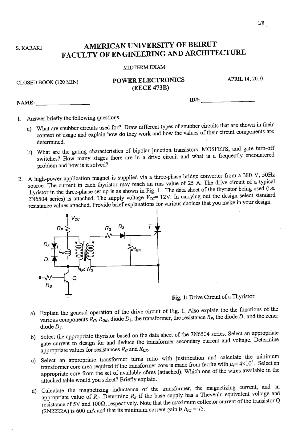 EECE 473 Midterm, Spring 2010, page 1
