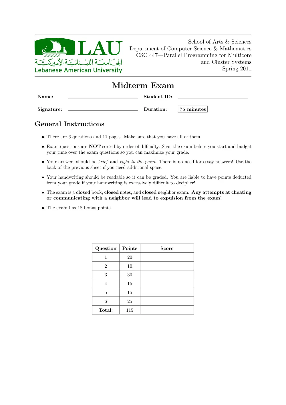 CSC 447 Midterm, Spring 2012, page 1