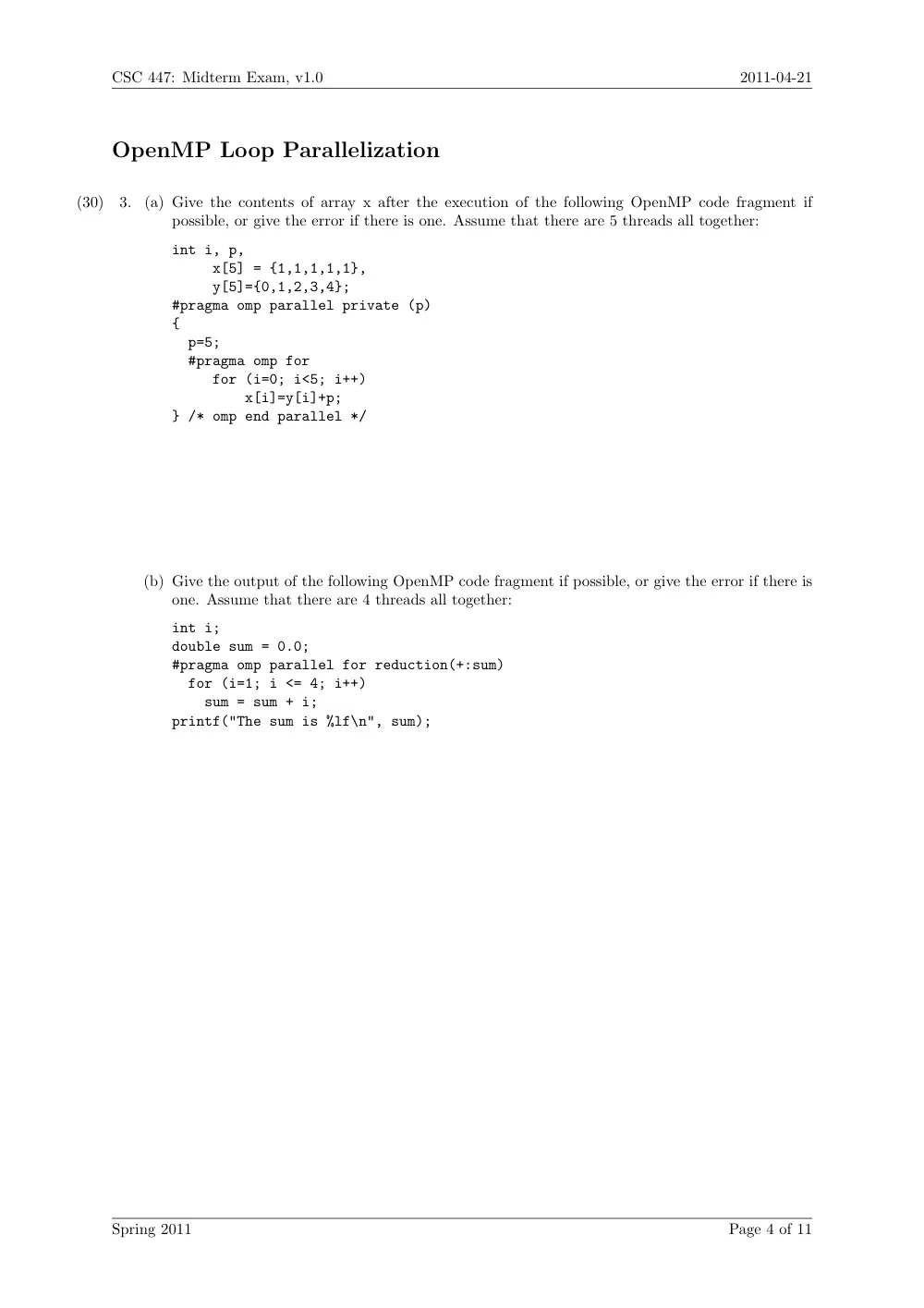CSC 447 Midterm, Spring 2012, page 4