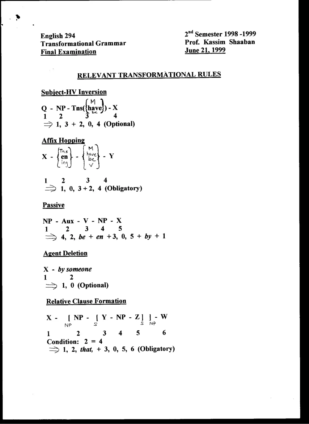 ENG 294 Final, Spring 1999, page 2