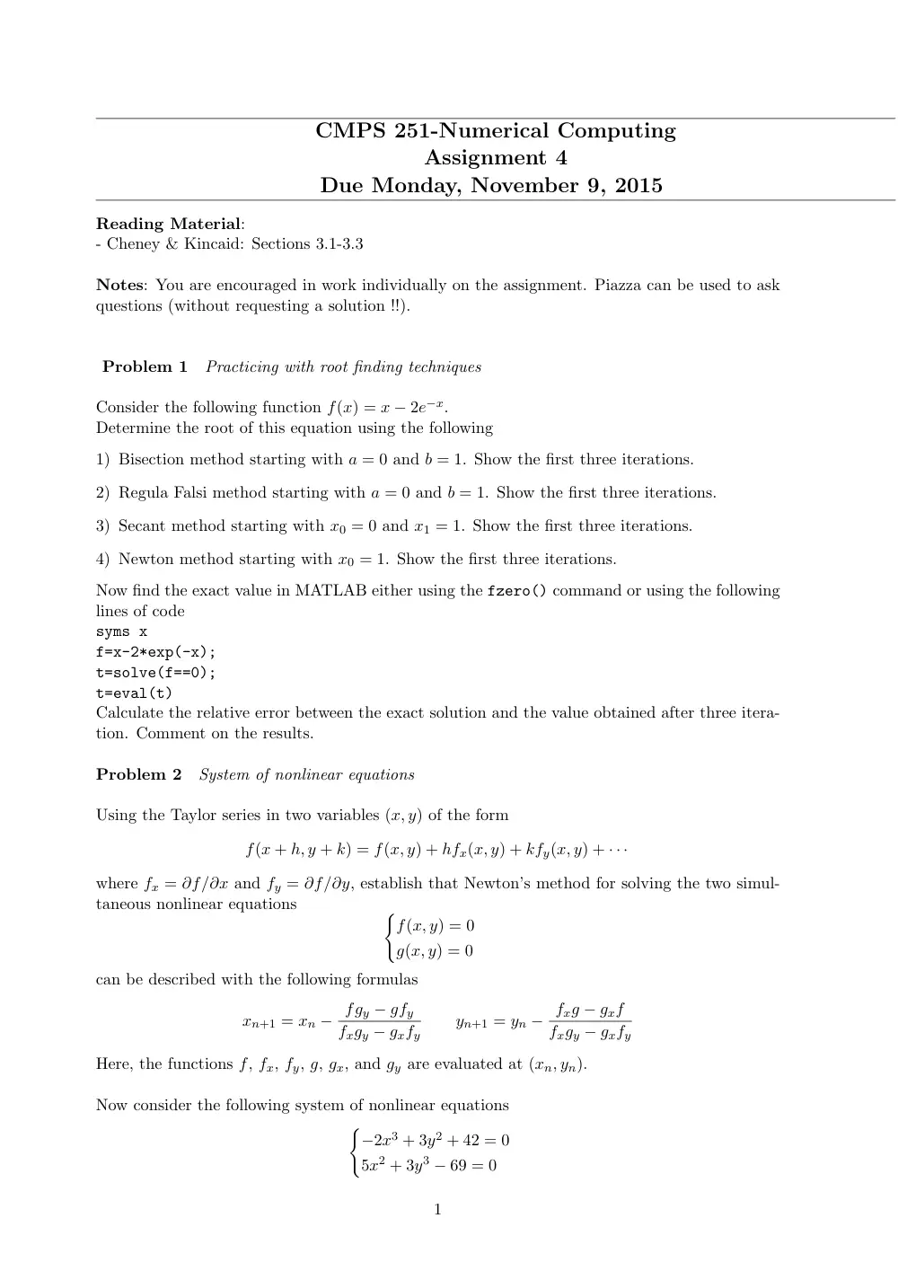 CMPS 251 Homework Assignment 4, Fall 2015, page 1