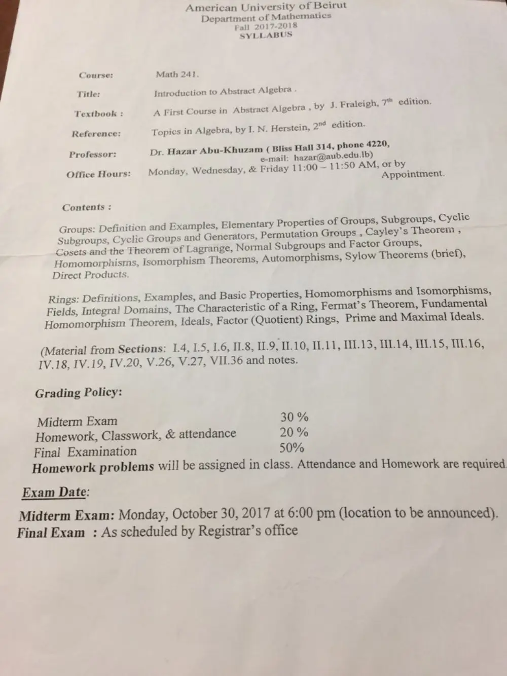 MATH 241 Syllabus, Fall 2017, page 1