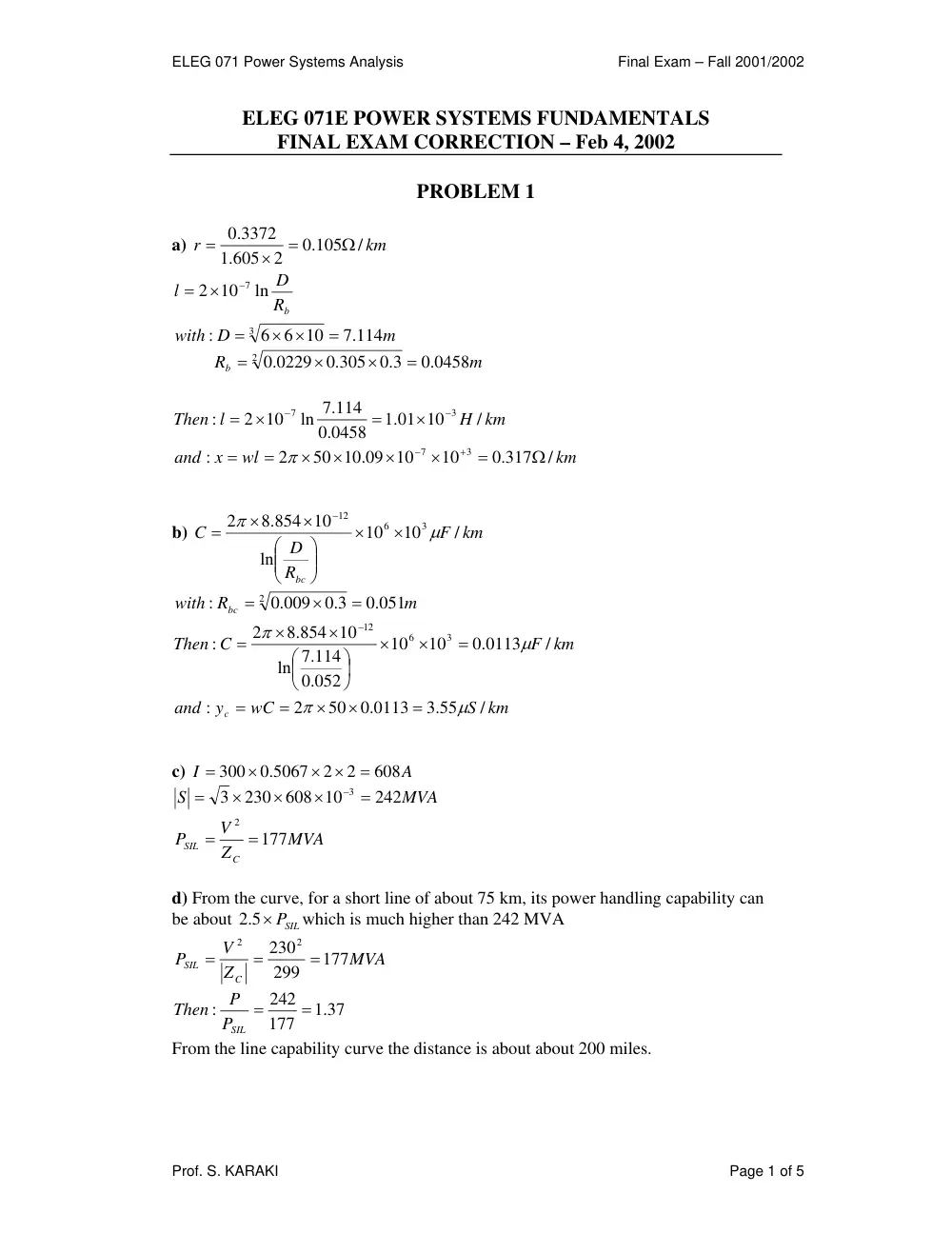 EECE 471 Final Solution, Fall 2001, page 1