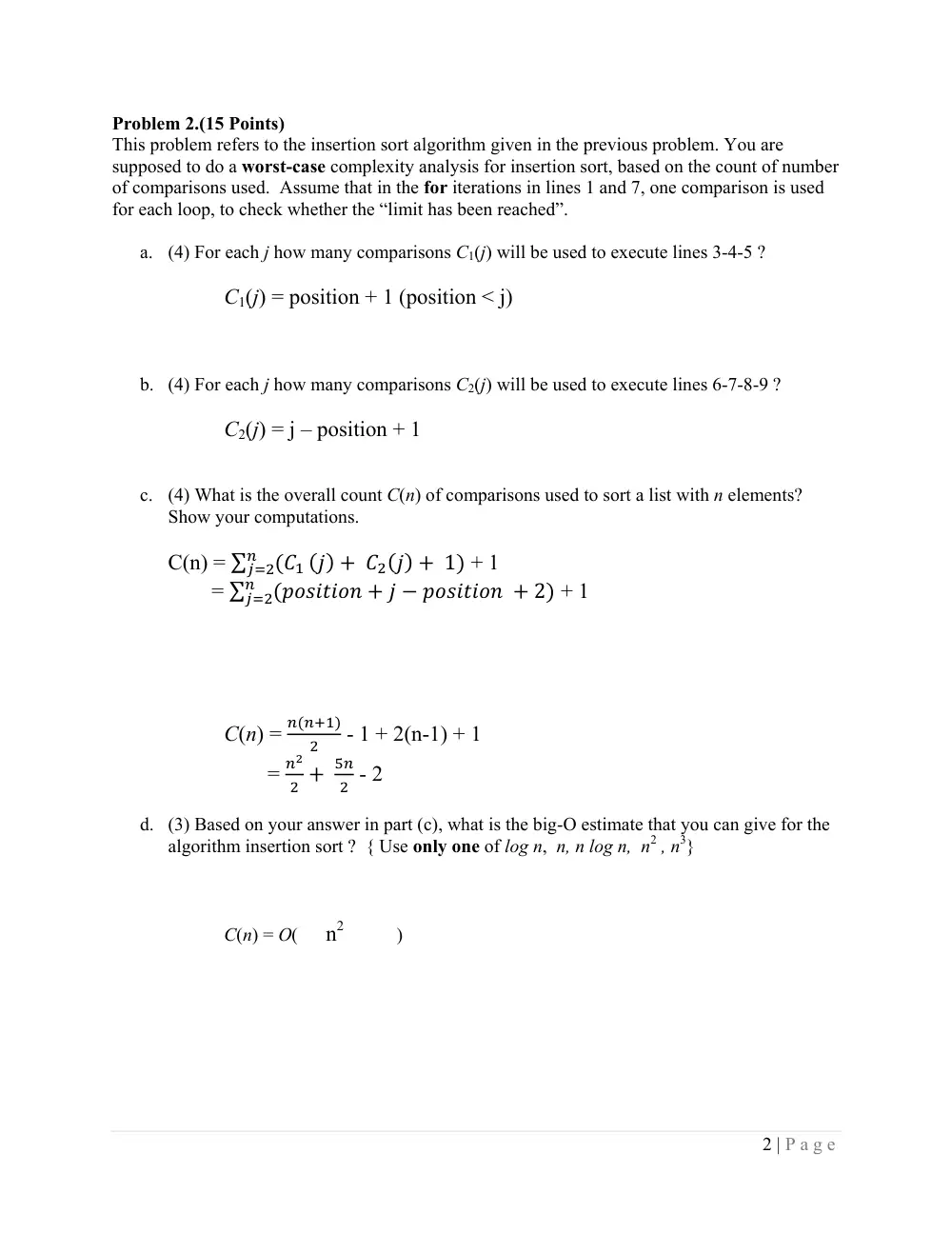 CMPS 211 Exam 2 Sample with Solution, Fall 2010, page 2