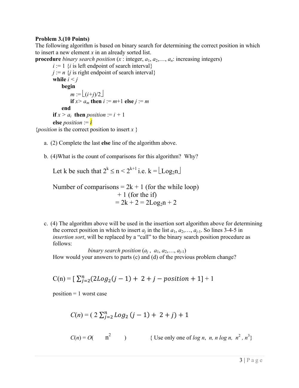 CMPS 211 Exam 2 Sample with Solution, Fall 2010, page 3