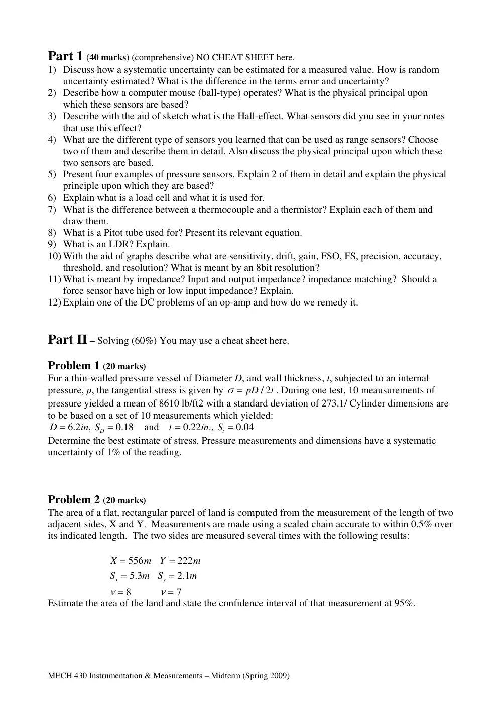 MECH 430 Midterm, Summer 2009, page 2