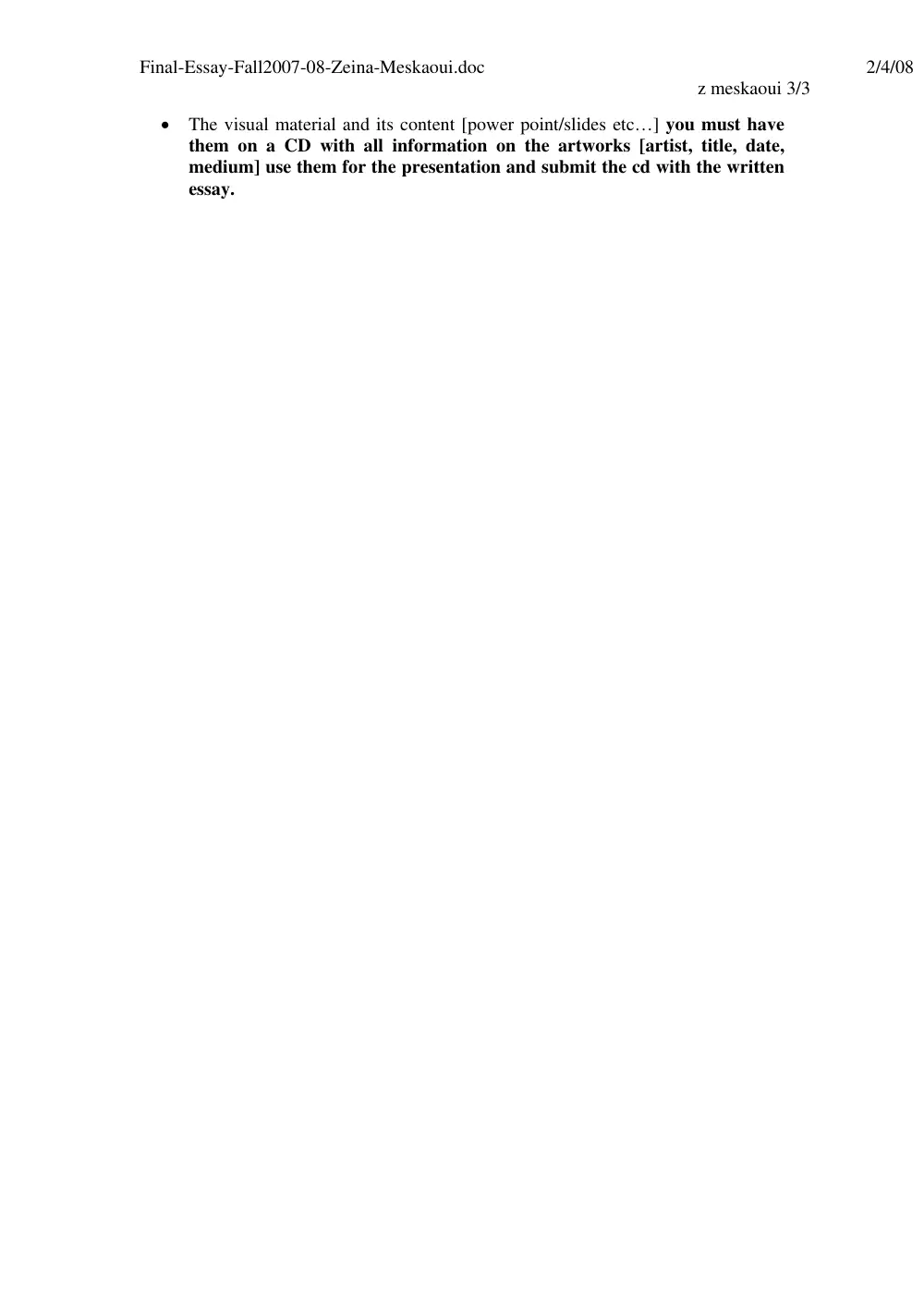 FAAH 235 Final, Fall 2007, page 3