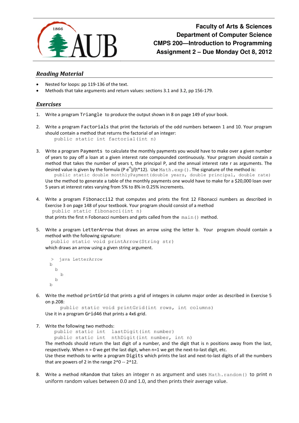 CMPS 200 Homework Assignment 2, Fall 2012, page 1