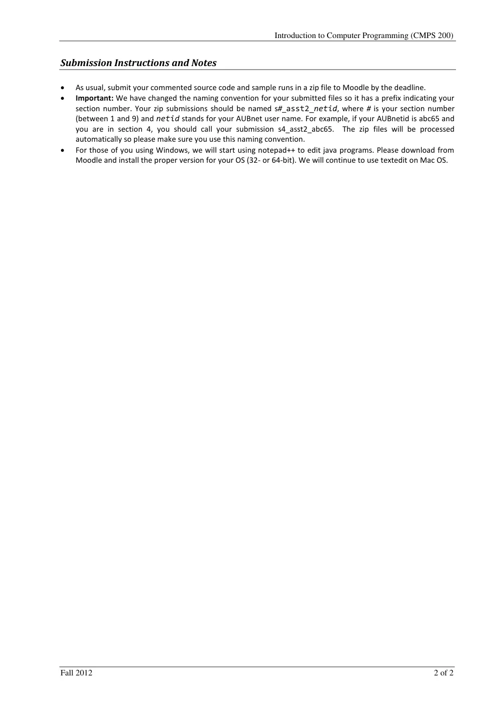 CMPS 200 Homework Assignment 2, Fall 2012, page 2