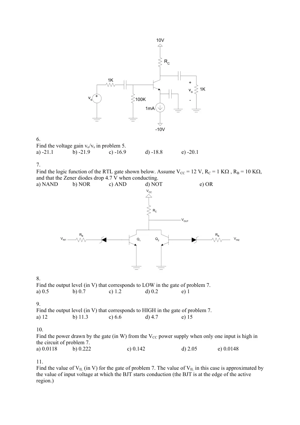EECE 310 Problems BJT Problems (No Answers), Fall 2013, page 2