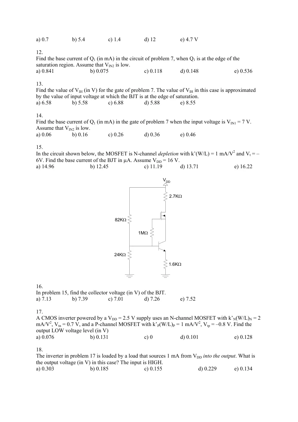 EECE 310 Problems BJT Problems (No Answers), Fall 2013, page 3