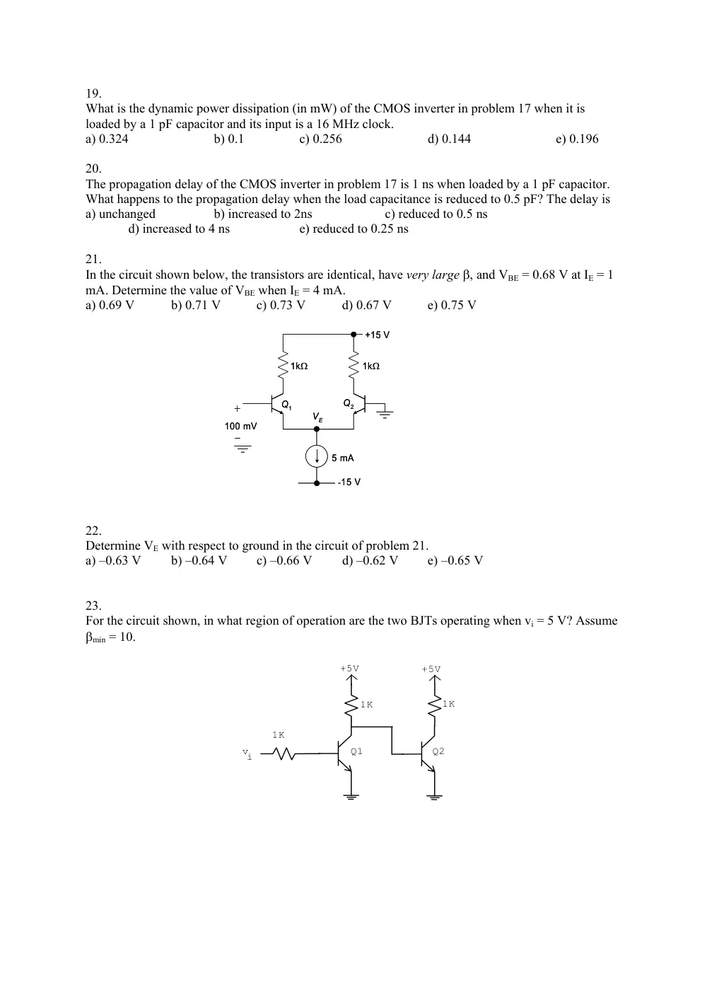 EECE 310 Problems BJT Problems (No Answers), Fall 2013, page 4