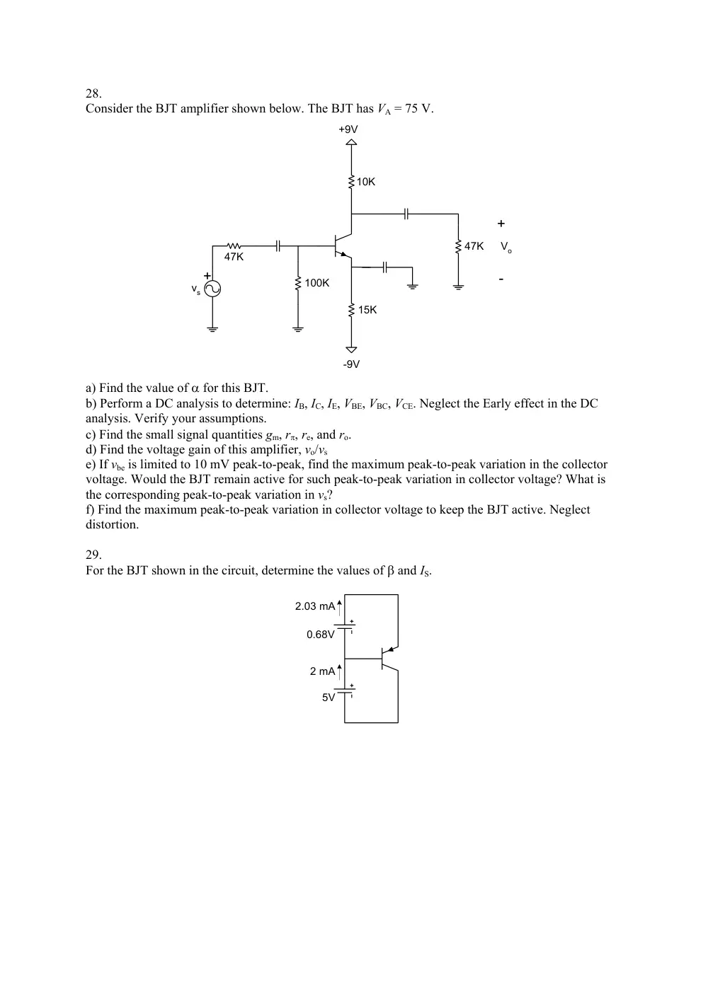 EECE 310 Problems BJT Problems (No Answers), Fall 2013, page 6