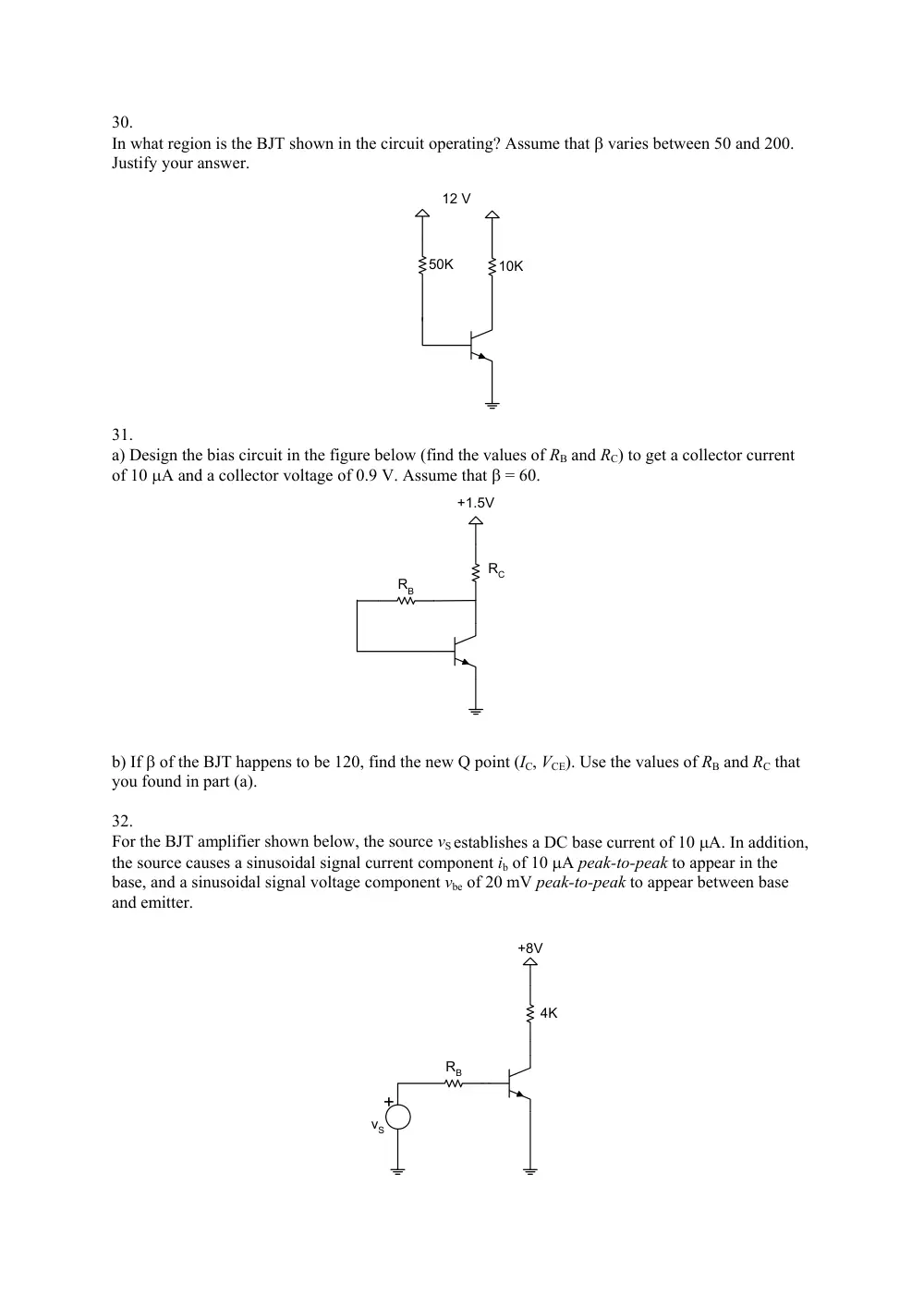 EECE 310 Problems BJT Problems (No Answers), Fall 2013, page 7