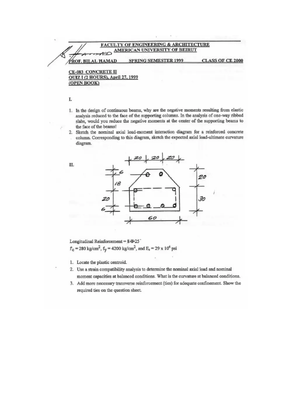 CIVE 421 Exam 1 Sample, Fall 2010, page 1