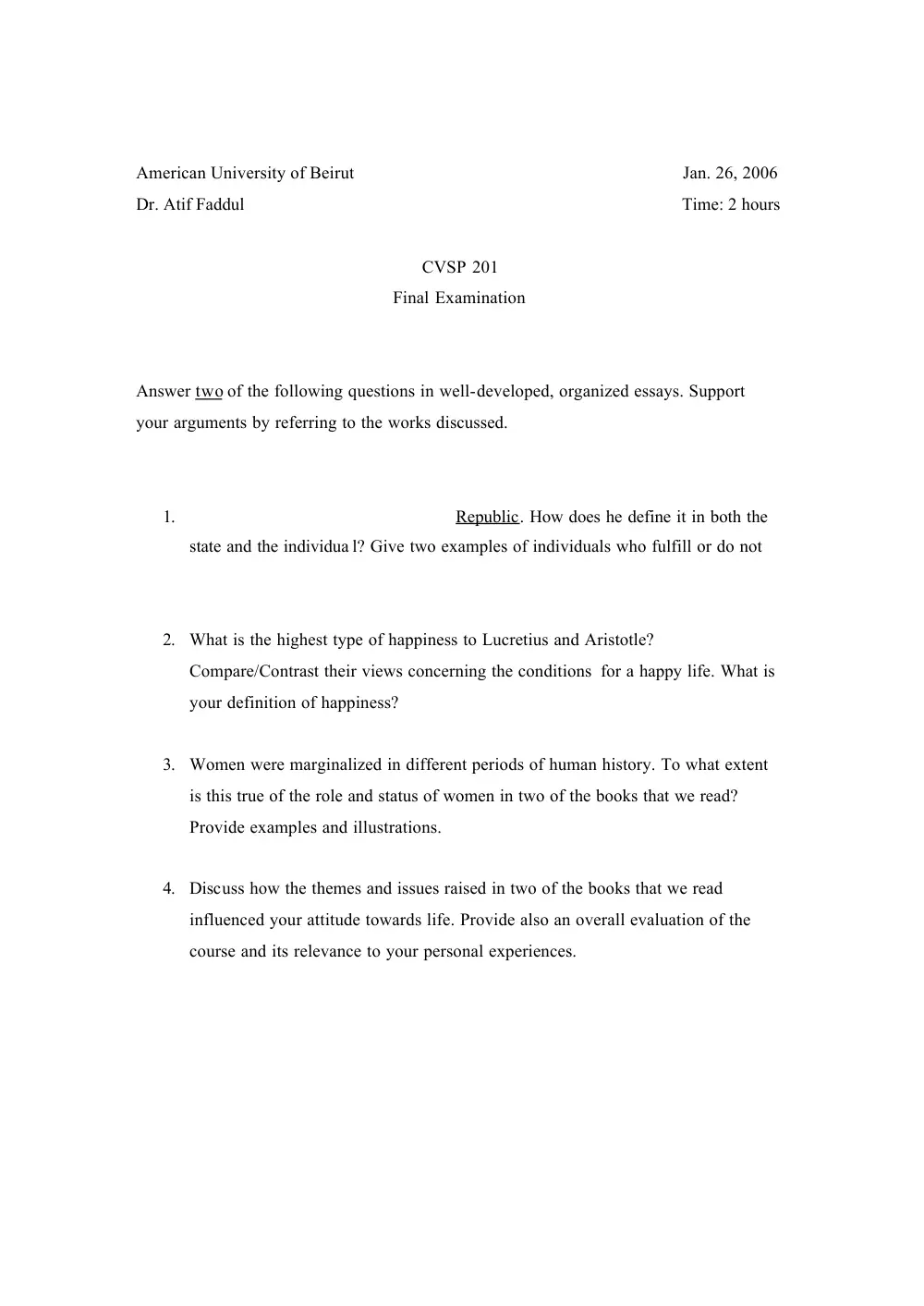 CVSP 201 Final, Fall 2005, page 1