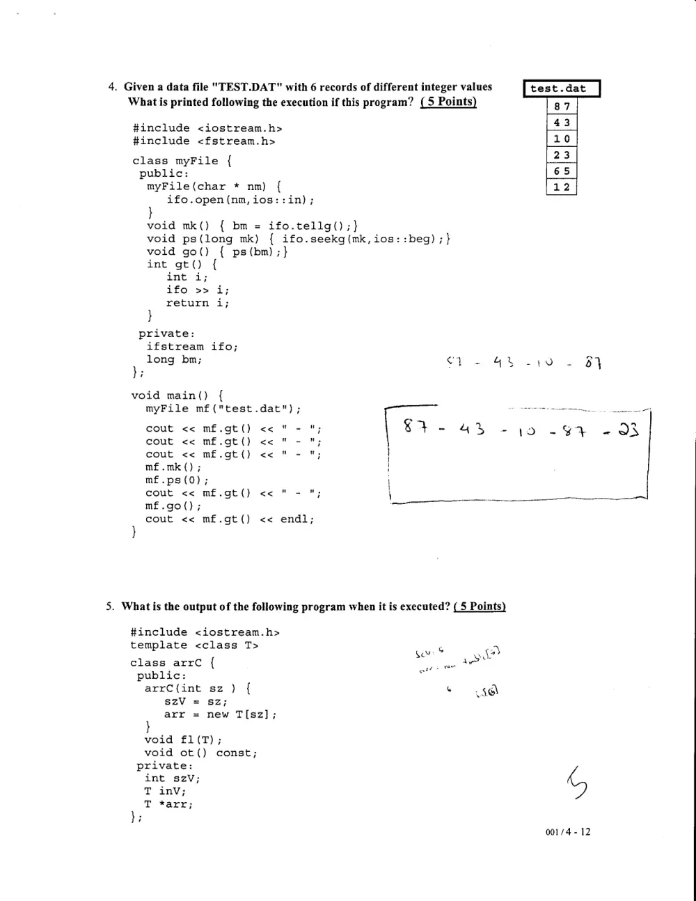 CSC 213 Final with Solution, Fall 2005, page 4