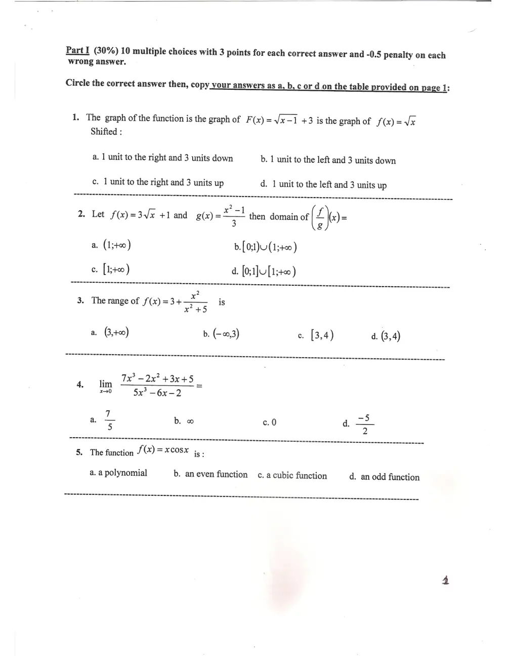 MATH 101 Exam 1, Spring 2012, page 2