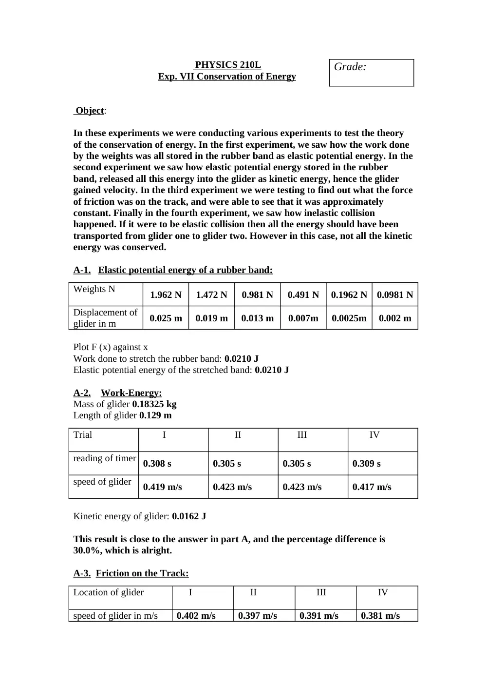 PHYS 210 Lab Reports Solved, Fall 2006, page 9