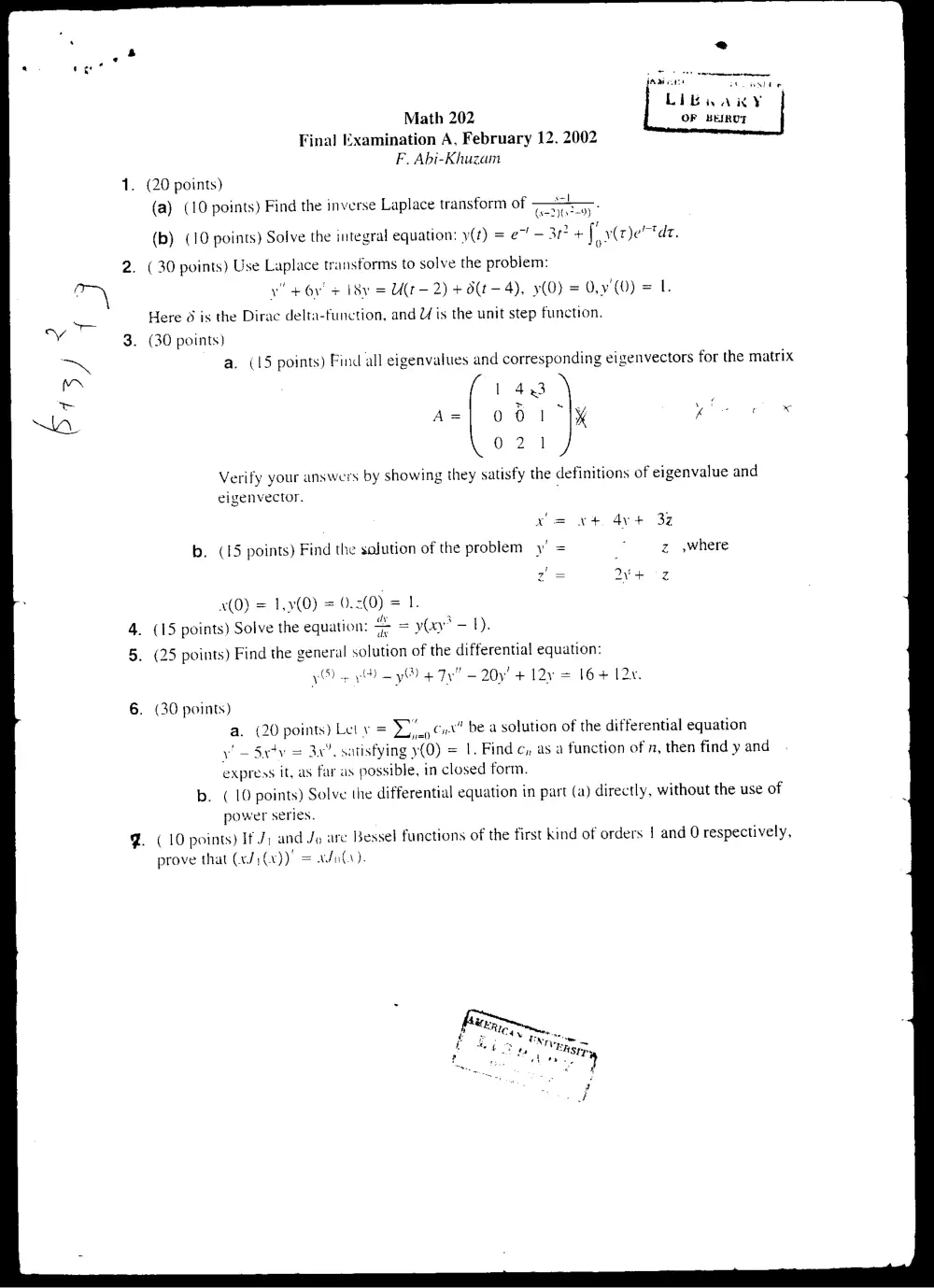 MATH 202 Final, Fall 2001, page 1