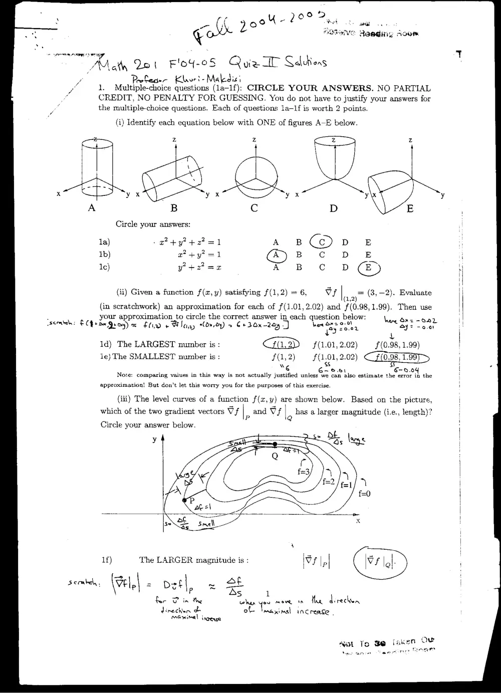 MATH 201 Exam 2, Fall 2004, page 1