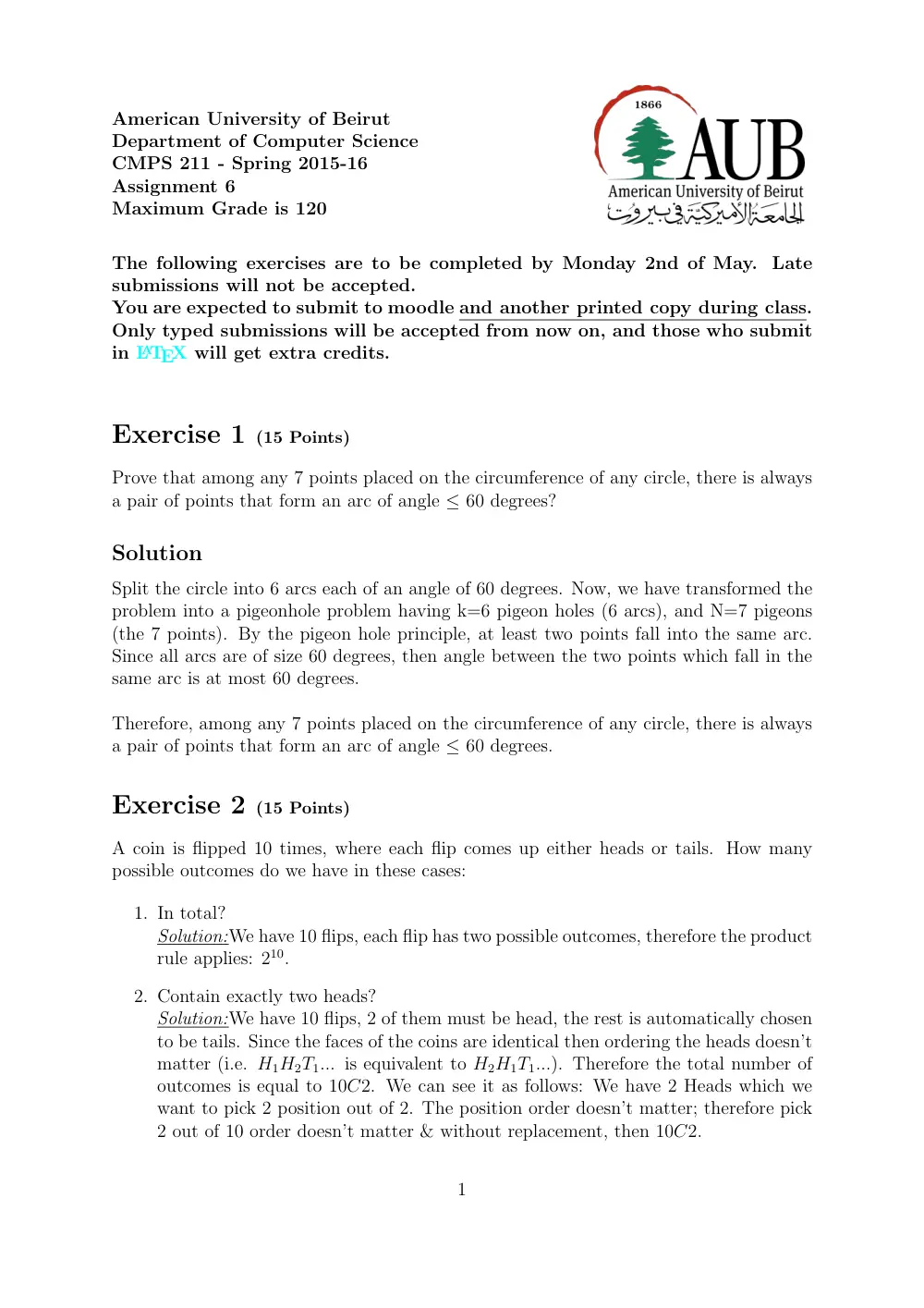 CMPS 211 Homework 6 with Solution, Spring 2016, page 1