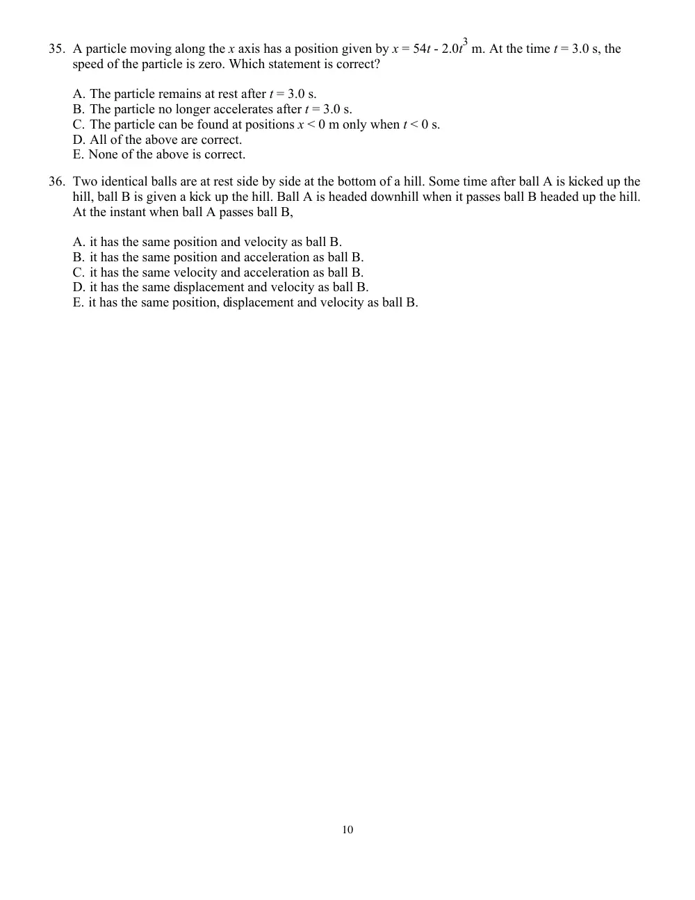 PHYS 210 Problems Test Bank Chapter 2, Fall 2012, page 10