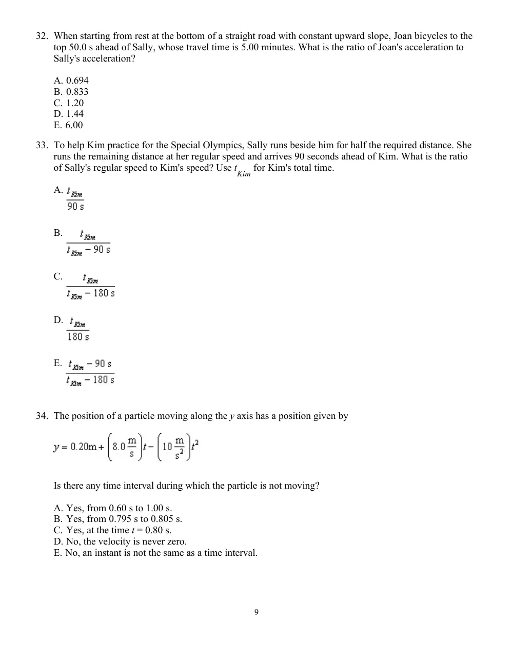 PHYS 210 Problems Test Bank Chapter 2, Fall 2012, page 9