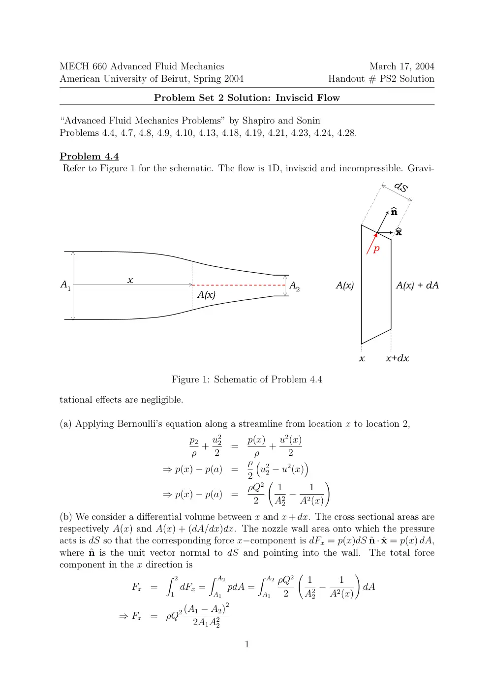 MECH 314 Problems 1, Spring 2014, page 1