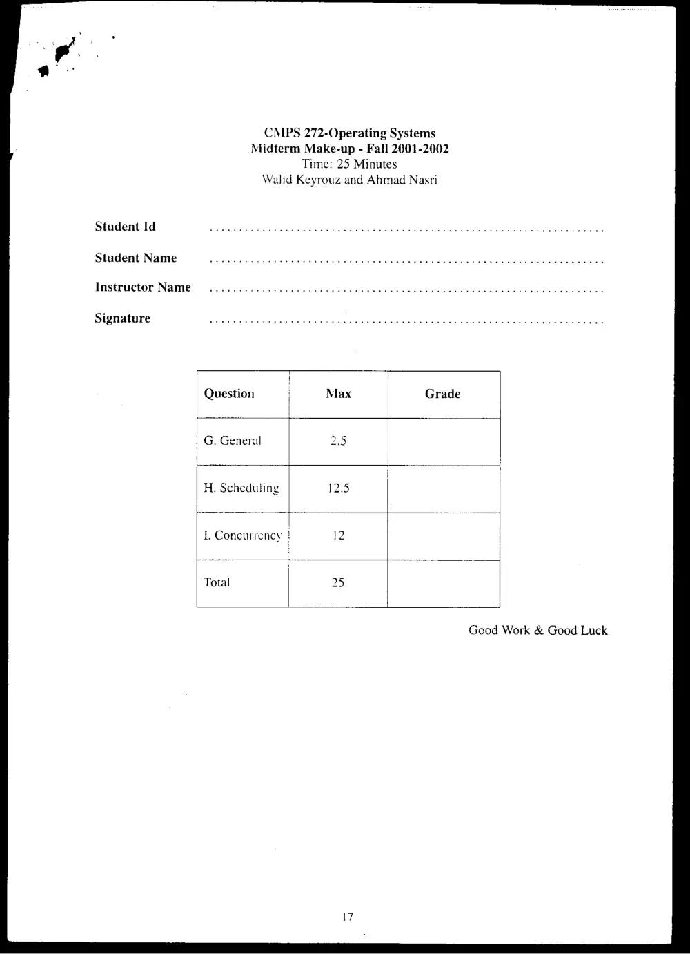 CMPS 272 Midterm, Fall 2001, page 1