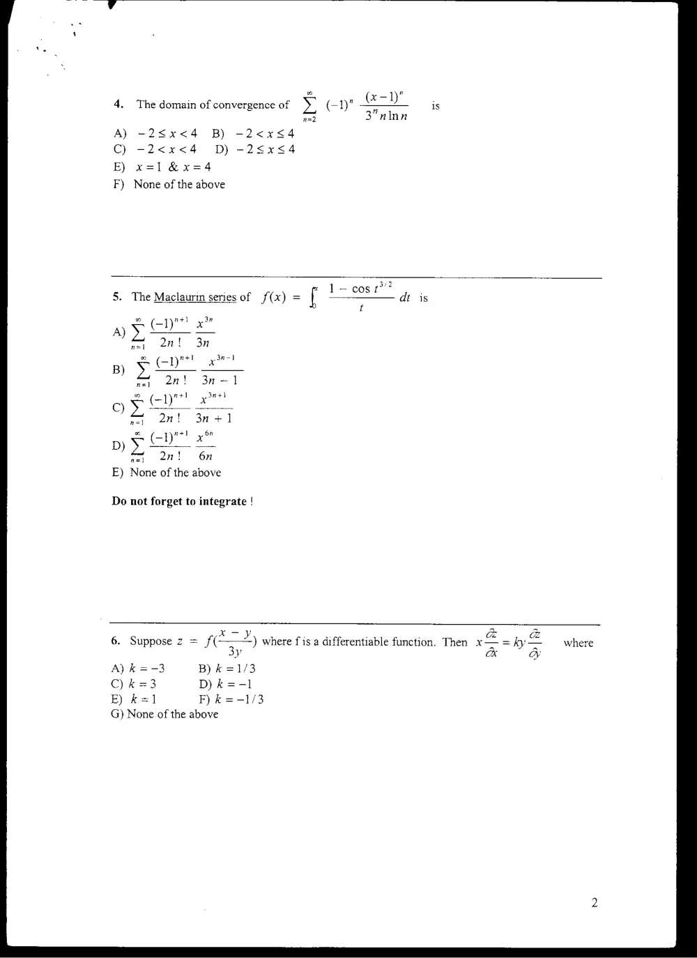 MATH 201 Final, Fall 2003, page 2