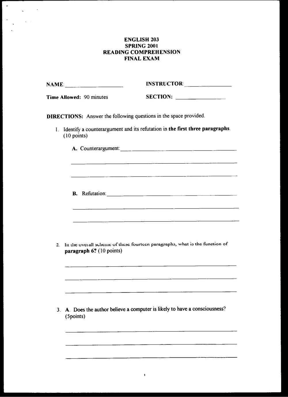 ENG 203 Final, Spring 2001, page 4