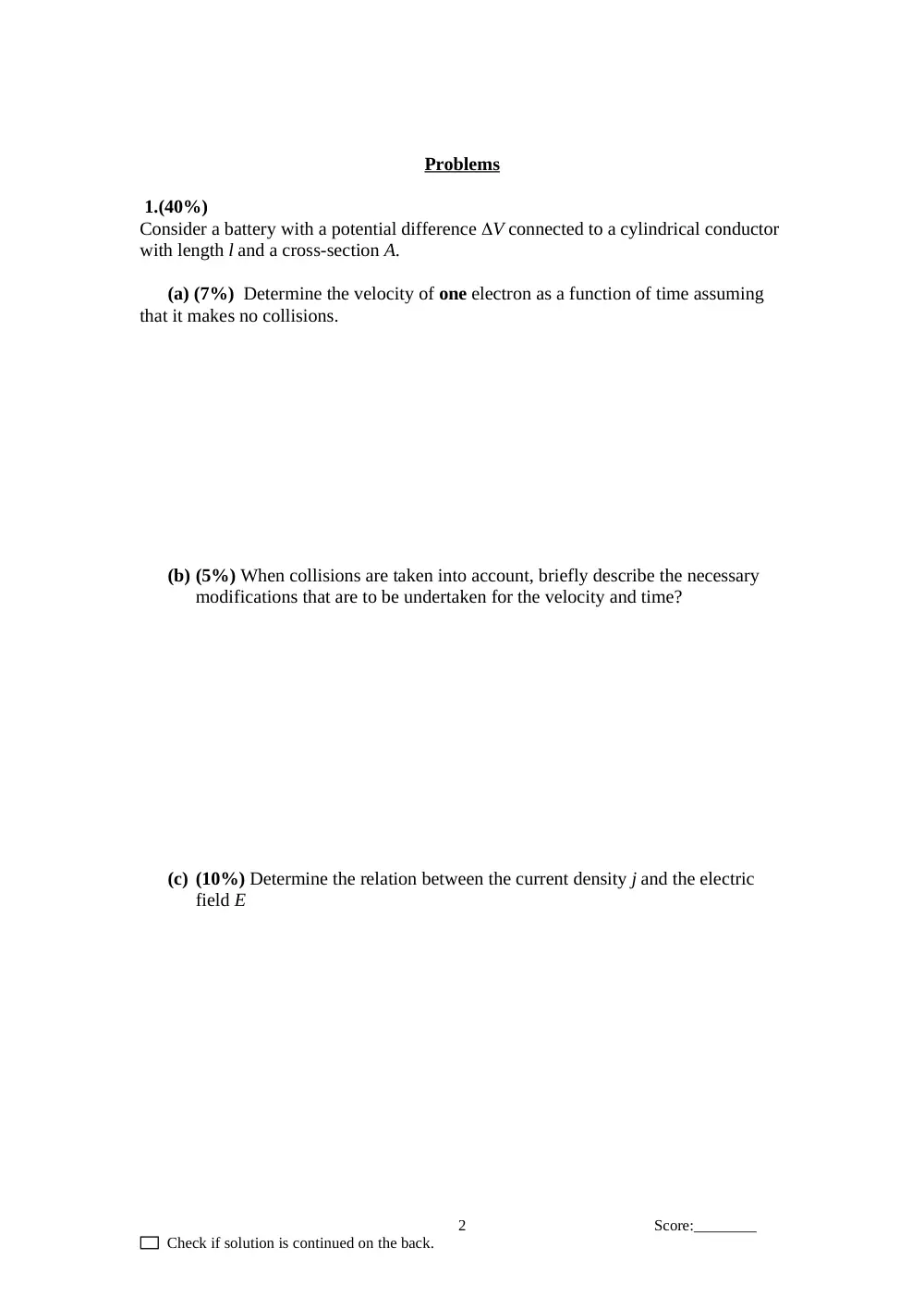 PHYS 211 Exam 2, Fall 2010, page 2