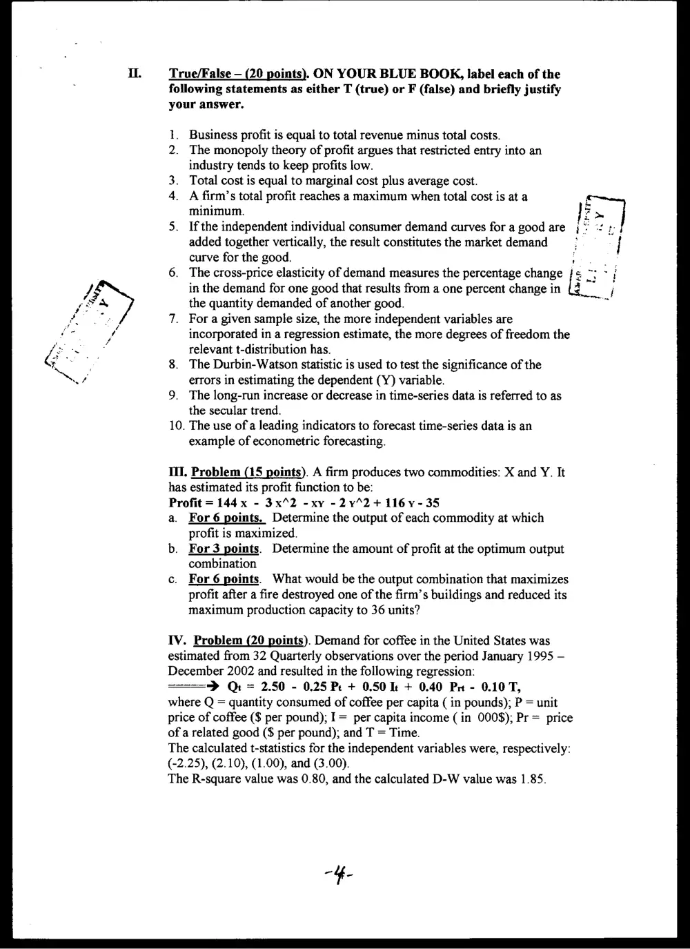 BUSS 230 Midterm, Spring 2004, page 4