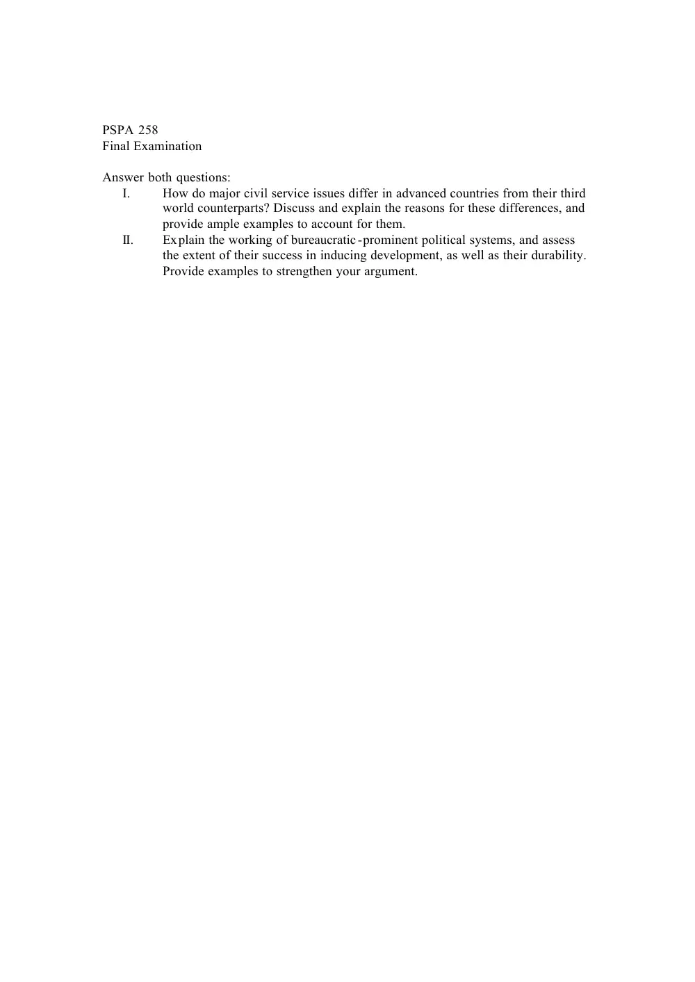PSPA 258 Final, Fall 2005, page 1