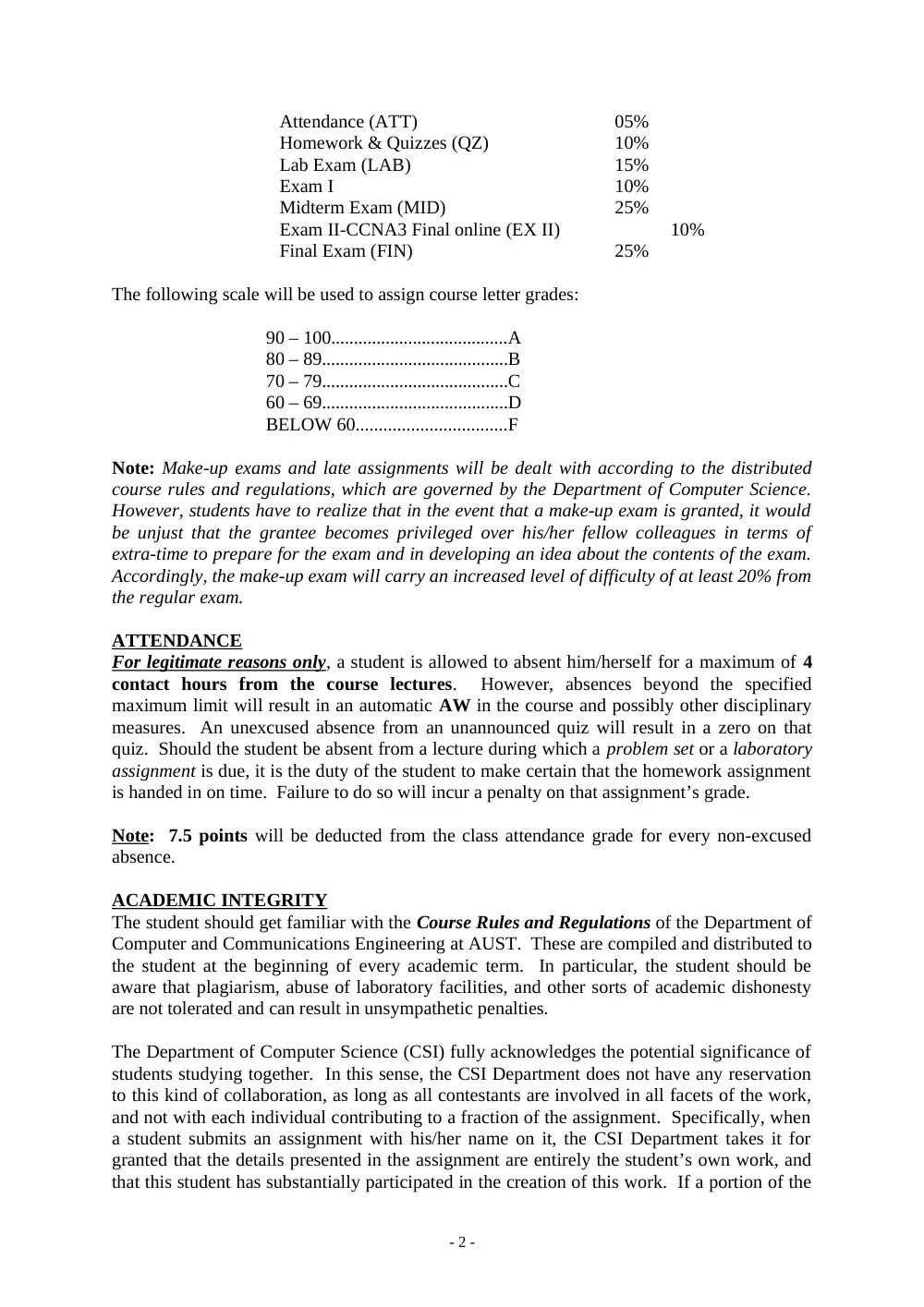 CSI 446 Syllabus, Fall 2012, page 2