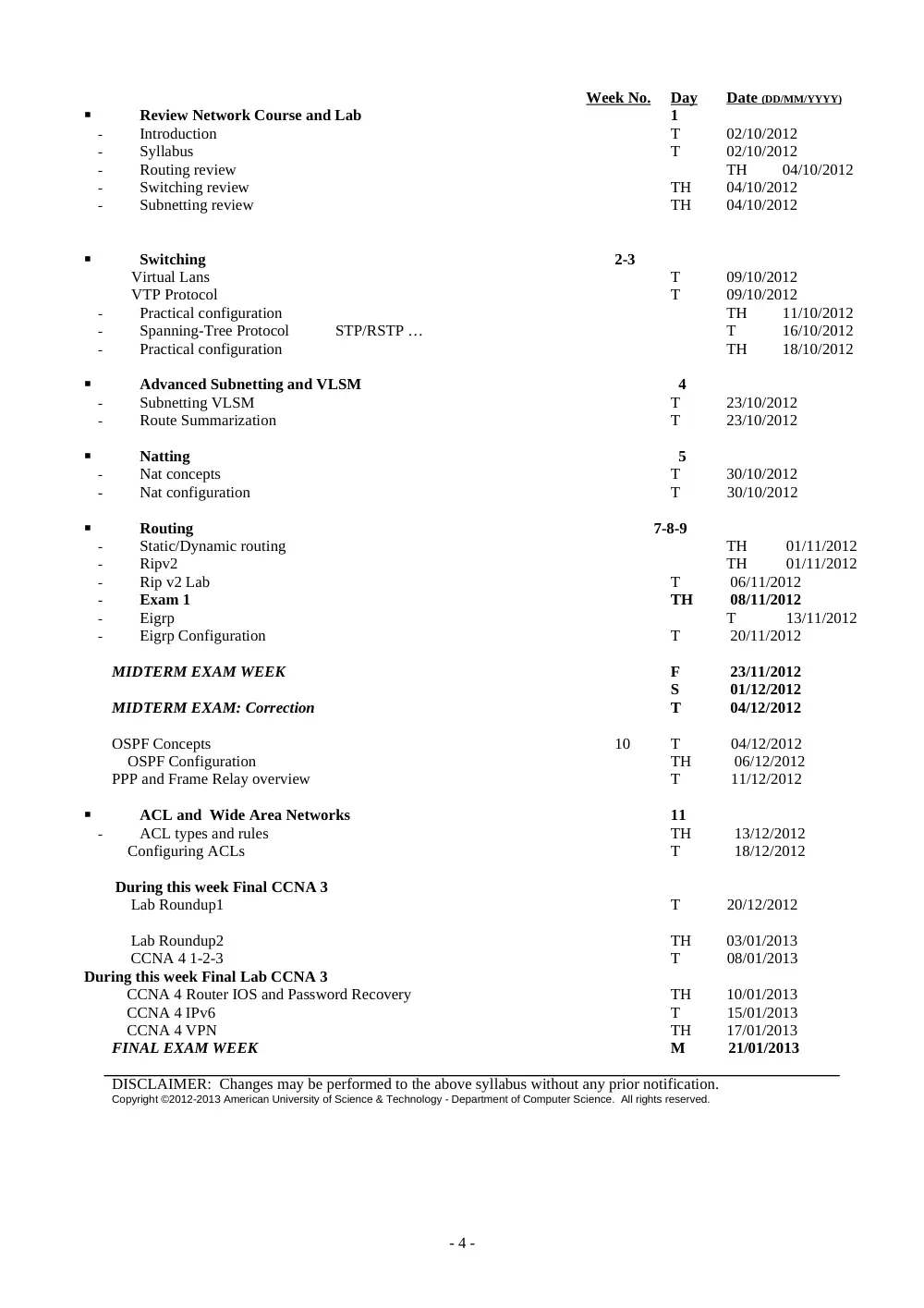 CSI 446 Syllabus, Fall 2012, page 4