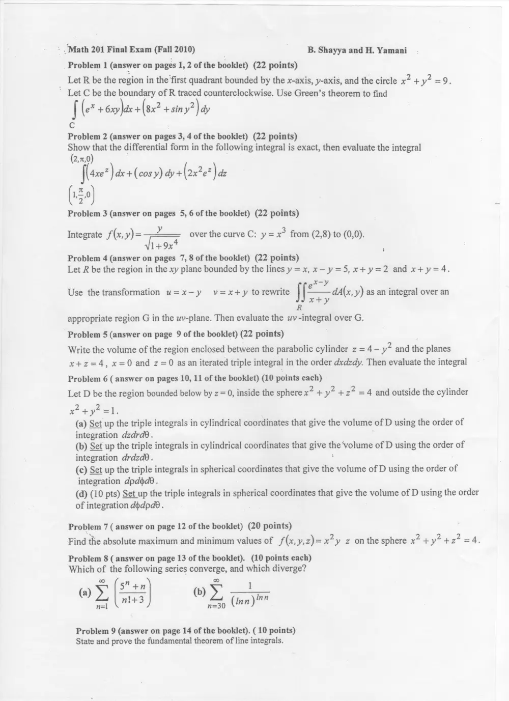 MATH 201 Final, Fall 2010, page 1