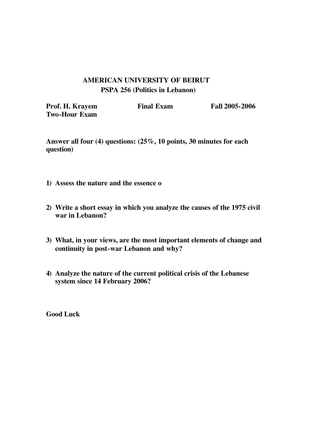 PSPA 256 Final, Fall 2005, page 1