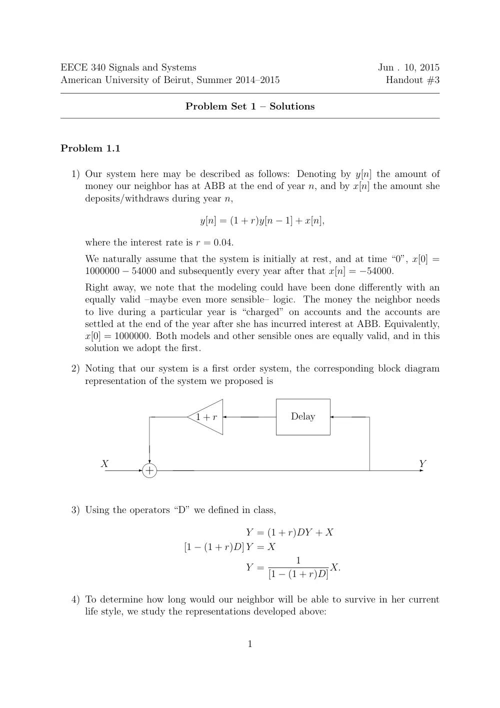 EECE 340 Homework 1 Solution, Spring 2015, page 1