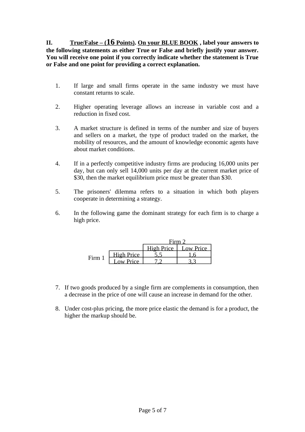BUSS 230 Final, Fall 2007, page 5