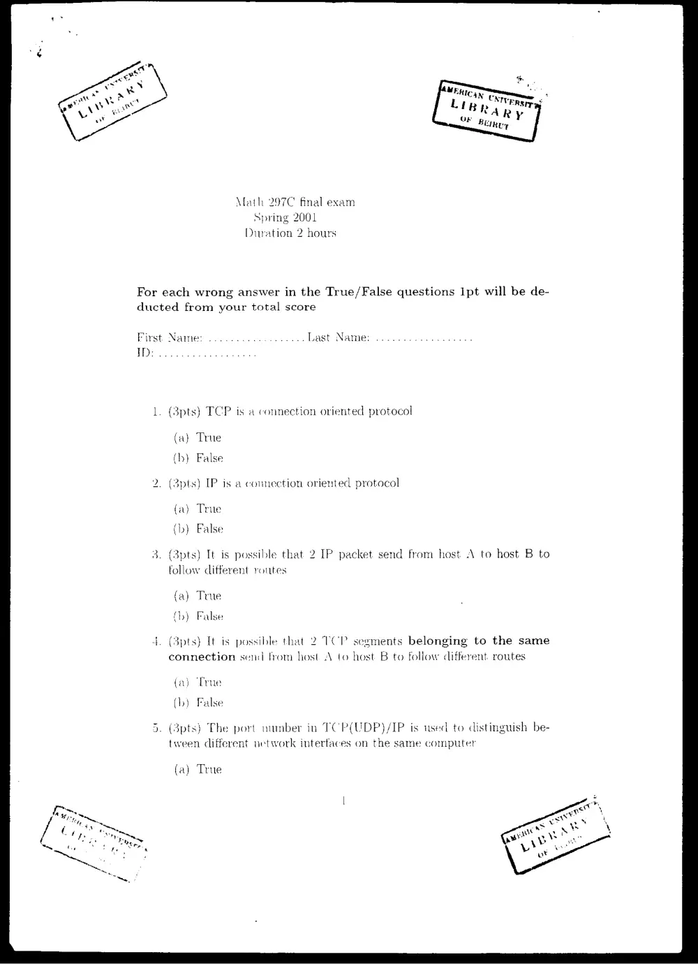CMPS 297 Final, Spring 2001, page 1